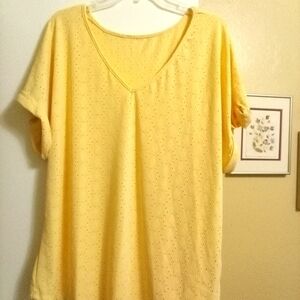 Yellow Eyelet Women's Top